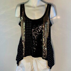Zinga SZ M Black knit top sequins gold & black gold studs party club formal